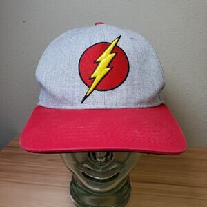 DC Comics The Flash Snapback Hat Cap Gray Red Colorblock Lightning Bolt One Size